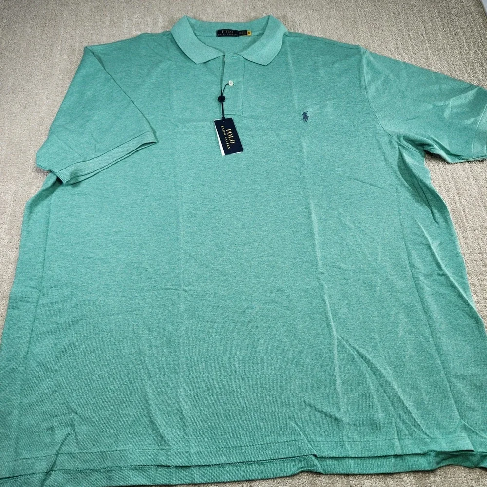 Polo‎ Ralph Lauren Shirt Men 4XLT Mesh Classic Green NEW Luxury Wealth Cotton